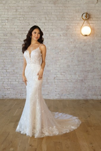 7469 #0 default (IVBC-PL) Ivory Lace & Tulle ov Biscotti Gown w Porcelain Tulle Plunge thumbnail
