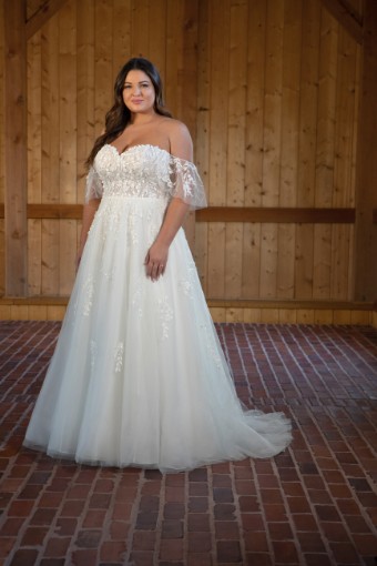 D3529 #8 default (IV-BC) Ivory Lace Tulle and Regal Organza over Biscotti Gown thumbnail