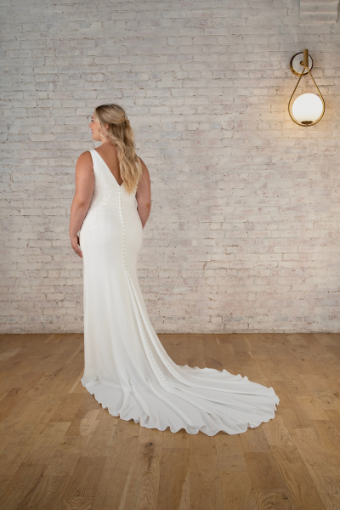 Vanessa #4 default (PI-PL) Pure Ivory Gown w Porcelain Tulle Plunge thumbnail