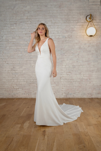 Vanessa #0 default (PI-PL) Pure Ivory Gown w Porcelain Tulle Plunge thumbnail