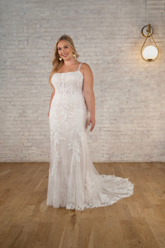 Staci Ann #3 (IV-ALM) Ivory Lace and Tulle over Almond Gown thumbnail