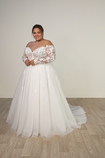 Joy #5 default (IVIV-PL) IVR LACE TULLE & REGAL ORGANZA OV IVR GOWN W PLN TULLE ILLUS thumbnail