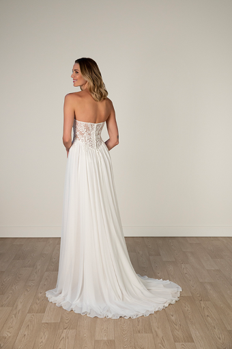 Kami #1 (IVIV-PL) IVORY GOWN W IVORY TULLE LINED BODICE & PLN TULLE PLUNGE thumbnail