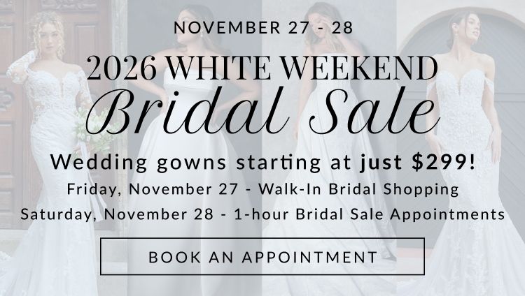 2026 white weekend bridal sale banner mobil